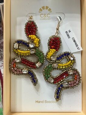 C&C California Multicolor Beaded Snake Drop Earrings